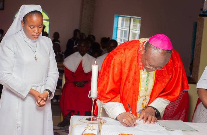 Sister Eunice Mulenga and Bishop Valentine Kalumba of Livingstone Diocese of Zambia.